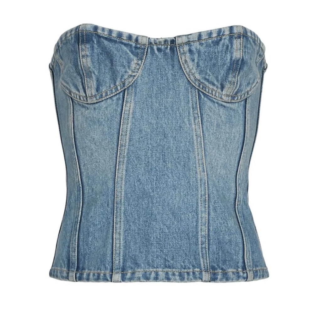 RONNY KOBO “SASHA” DENIM CORSET, SZ L - Picture 2 of 11